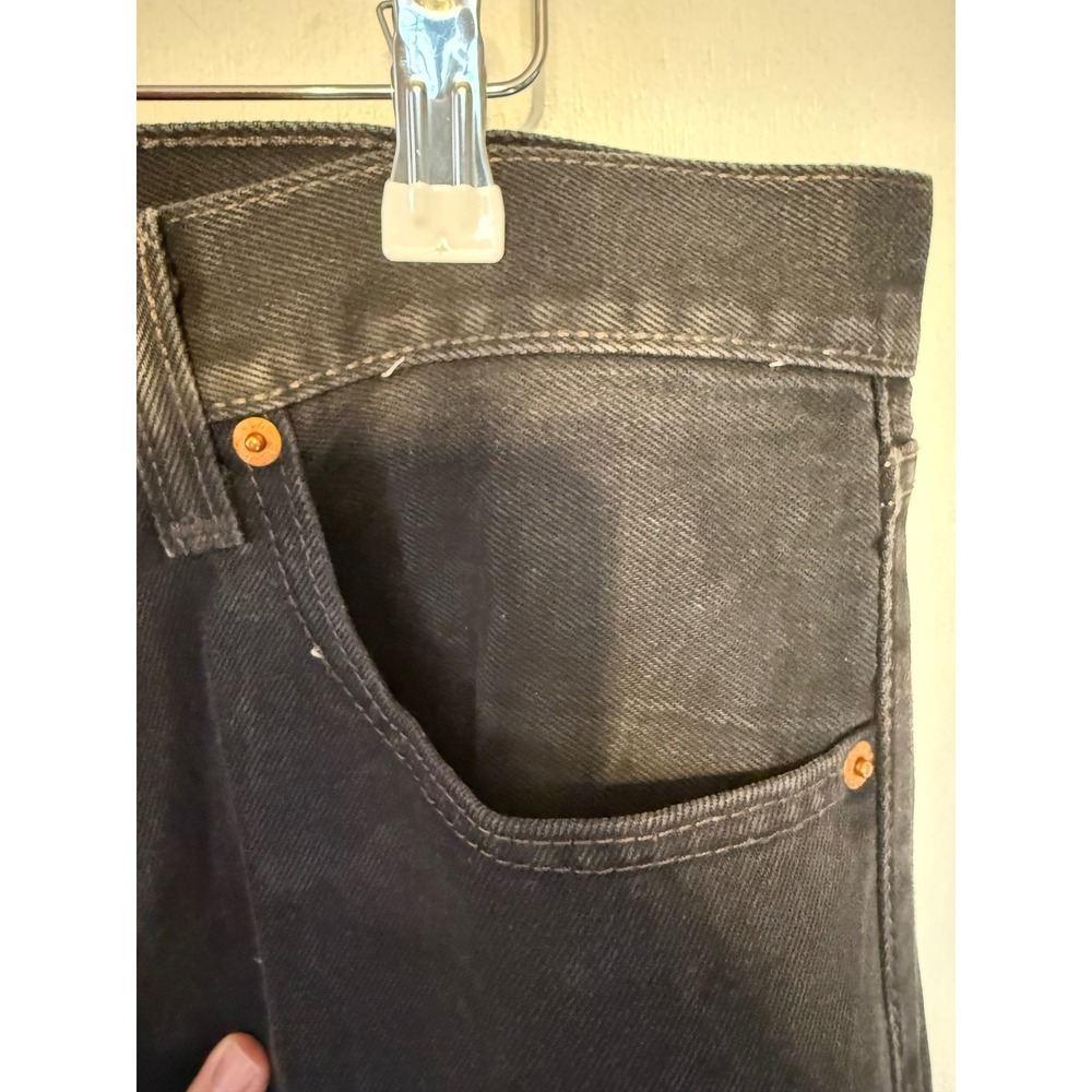 Levis 501 Original Fit Jeans Mens 35x34 Black Straight Leg Button Fly Denim - Picture 5 of 12
